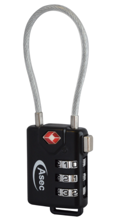 ASEC TSA Combination Luggage Cable Travel Padlock - AS10210
